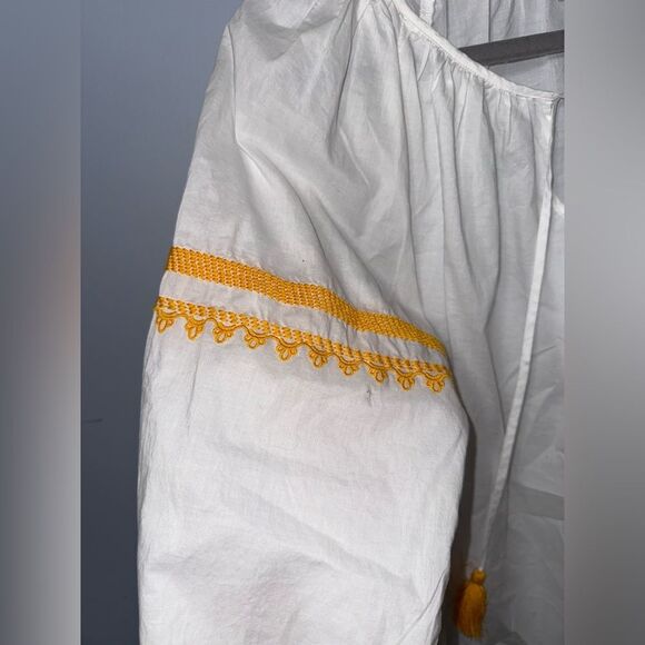 J.Crew Blouse 3/4 Sleeve embroidered White Yellow XS EUC - Picture 3 of 8